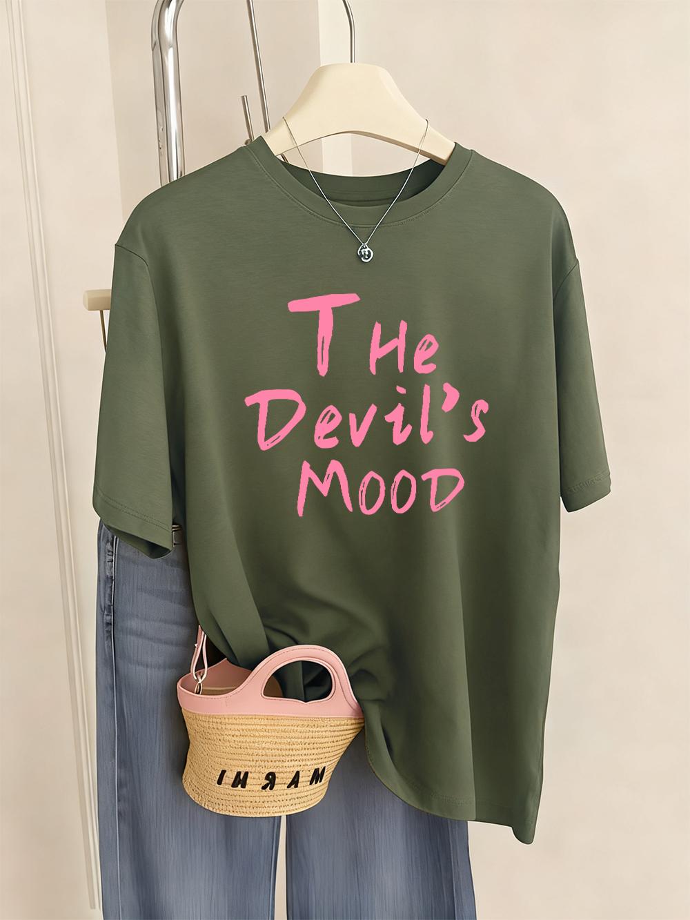 

The DevilS Moon Letter Printed TShirts Women Casual Short Sleeve Tops ONeck Soft T Shirt Summer Comfortable Womans Clothes S