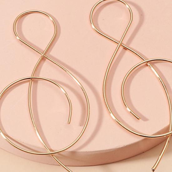 1 Pair Ladies Creative Hoop Earrings Musical Note Shape Simple Exquisite Exaggerated Lines Anti-fall Drop Earrings for Going Out