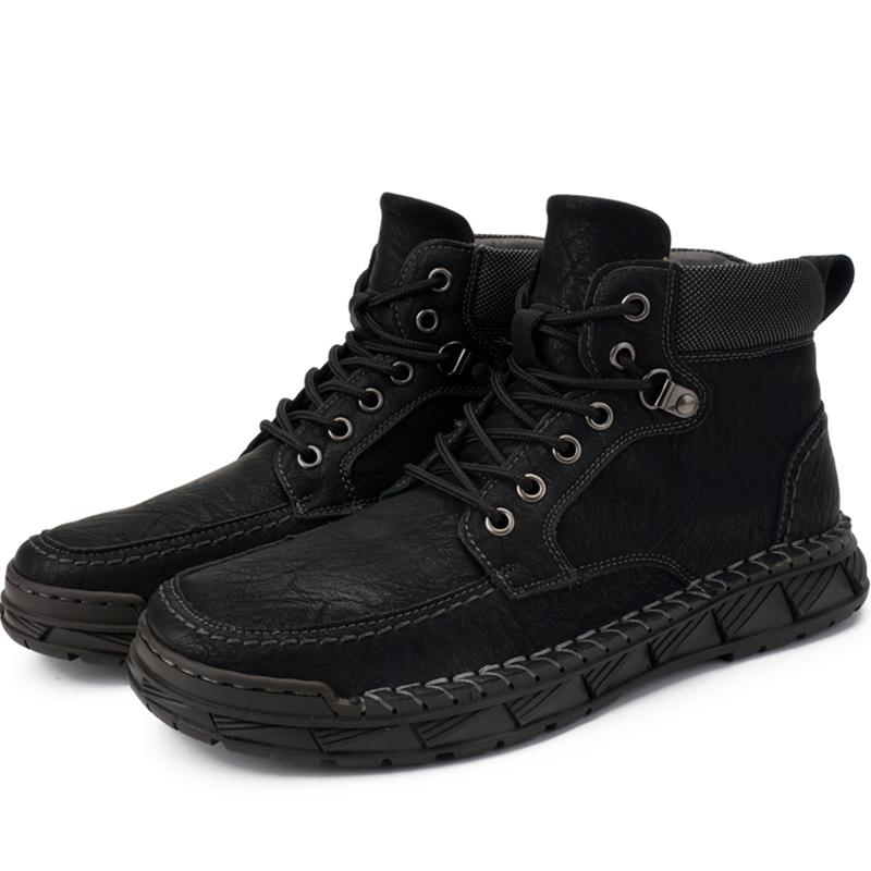 Herren Retro Echtleder Freizeitschuhe Winter Plus Samt Stiefeletten Frühling/Herbst Herrenstiefel