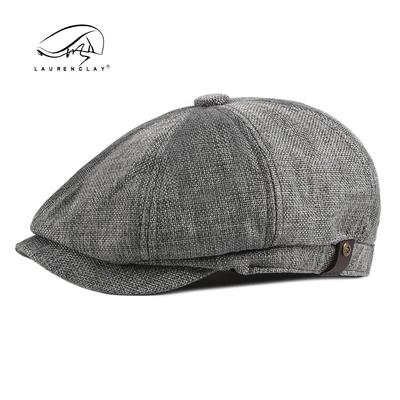 Herren Achteckige Baskenmütze: Frühling/Sommer Leinenartige Entenschnabelkappe, Retro Lässige Unisex-Hut