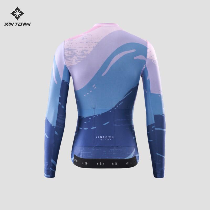 Womens Long Sleeve Cycling Jersey Moisture Wicking Road Bike Top