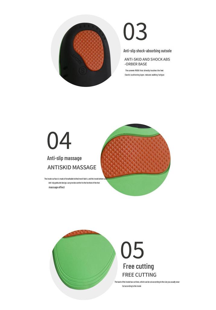 Shock Absorbing Breathable Insoles with Arch Support & Odor Control for Men, Women, and Children