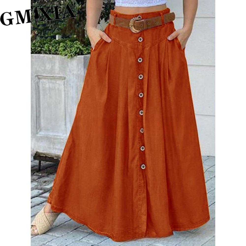 GMXIA Women's Fashion Casual Solid Color Print Summer Spring Skirts