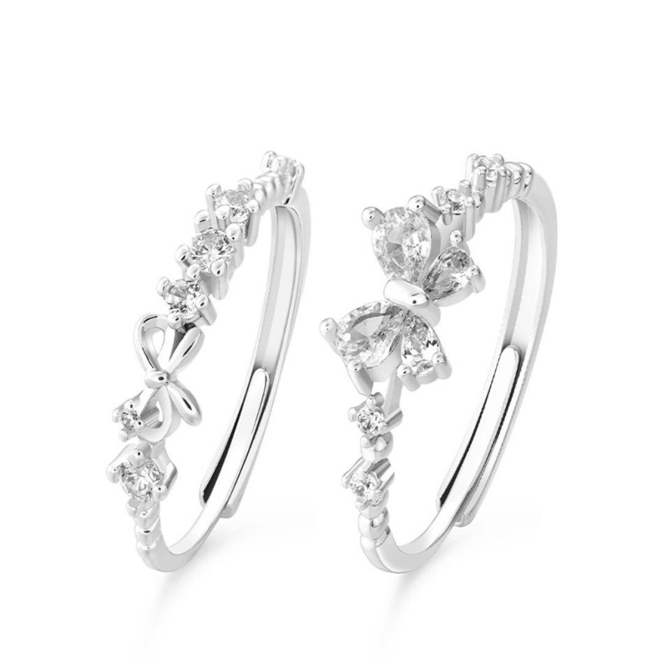 Sweetheart Princess Bow Zircon Ring: Luxury Best Friend Style Girly Index Finger Jewelry