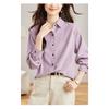 Purple Corduroy Shirt Long-sleeved Spring Simple Commuter Blouse Korean Women's Shirt