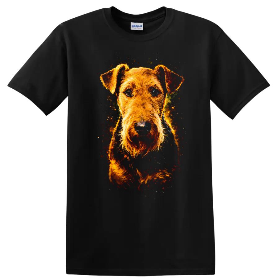 Dog T Shirt Portrait of Airedale Terrier Cute Dog Design Graphic Tee