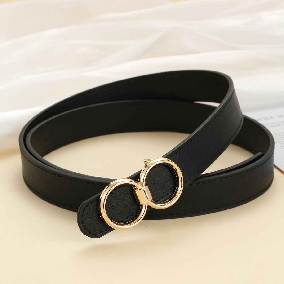 

8-Character Buckle, Simple Women S Pu Belt Decorative Black Thin Belt Hair 112cm чёрный