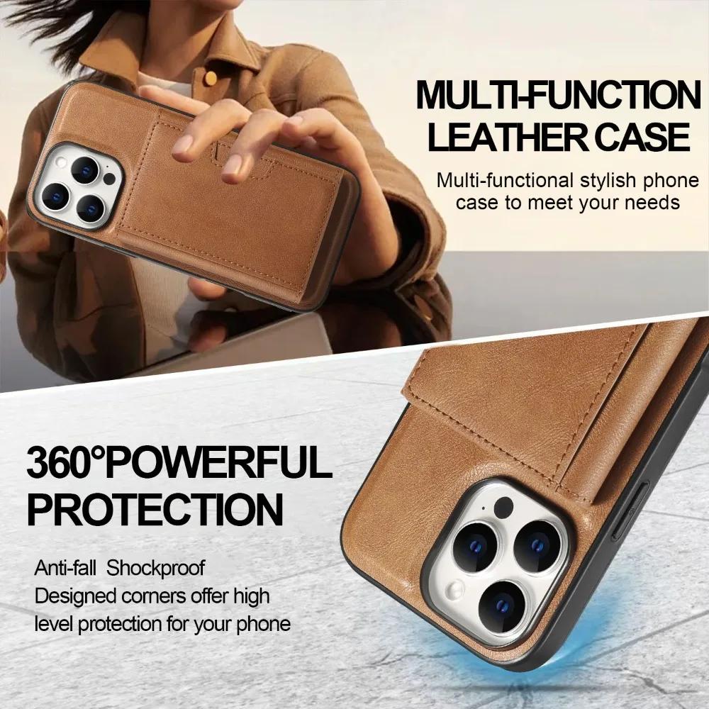 Magnetická kožená peněženka s držákem na karty Odnímatelný kryt na telefon pro IPhone 16E 16 Pro Max 15 14 Plus 13 12 pro kryt Magsafe