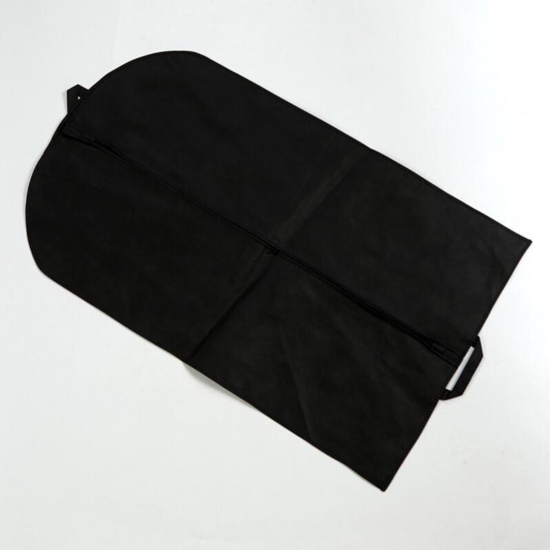 Black Garment Bag with Zipper for Suits and Coats - Customizable Logo, Non-Woven Fabric, In Stock