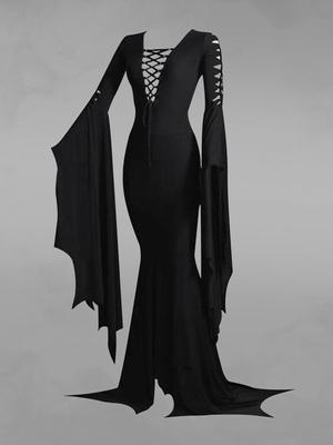 Φόρεμα Rosegal Gothic με πλεκτό σταυρωτό μανίκι και καμπάνα