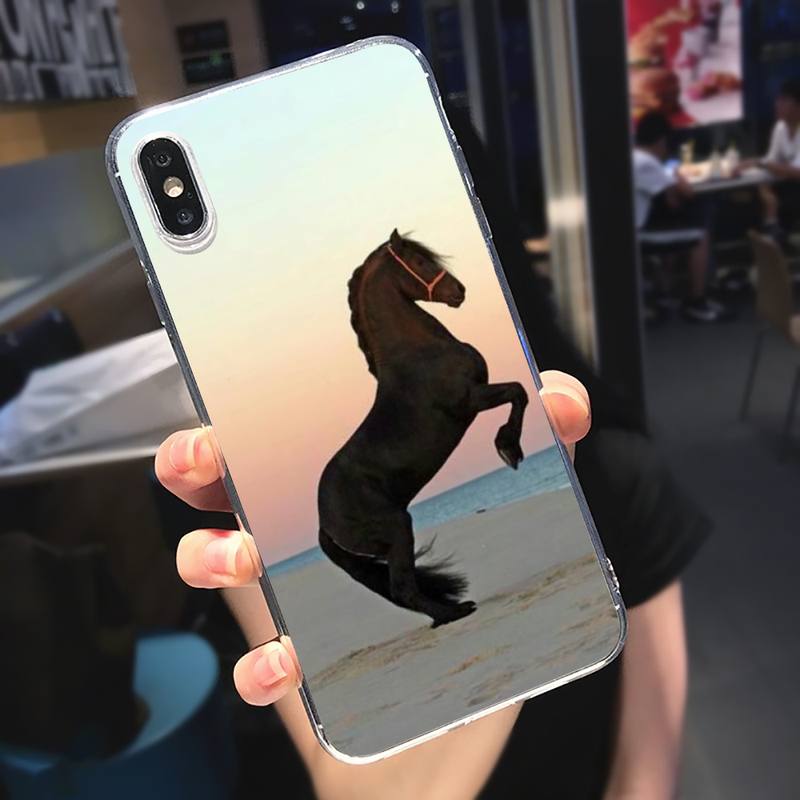 Run Horse Animal Phone Case Transparent Soft For Iphone 5 5s 5c Se 6 6s 7 8 11 12 Plus Mini X Xs Xr Pro Max