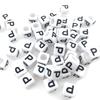 6x6mm Black Letter Beads On White Acrylic Squares for DIY Jewelry and Creative Accessories