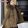 Parker Clothing Women's New Winter All-match Cotton Clothing Plus Velvet Hooded Jacket, Big Fur Collar, Warm Cotton Clothing, Women's Cold Protection
