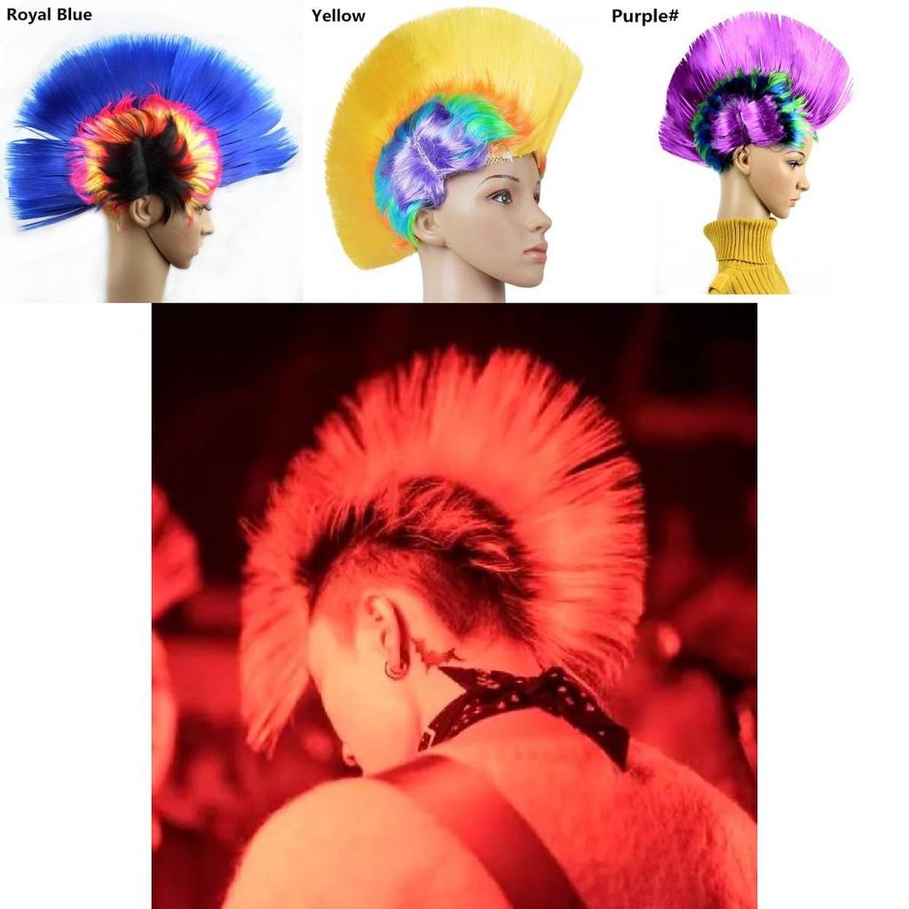 Vibrant Rainbow Purple Festive Wig Funny Party Accessory Hen Crest Headwear