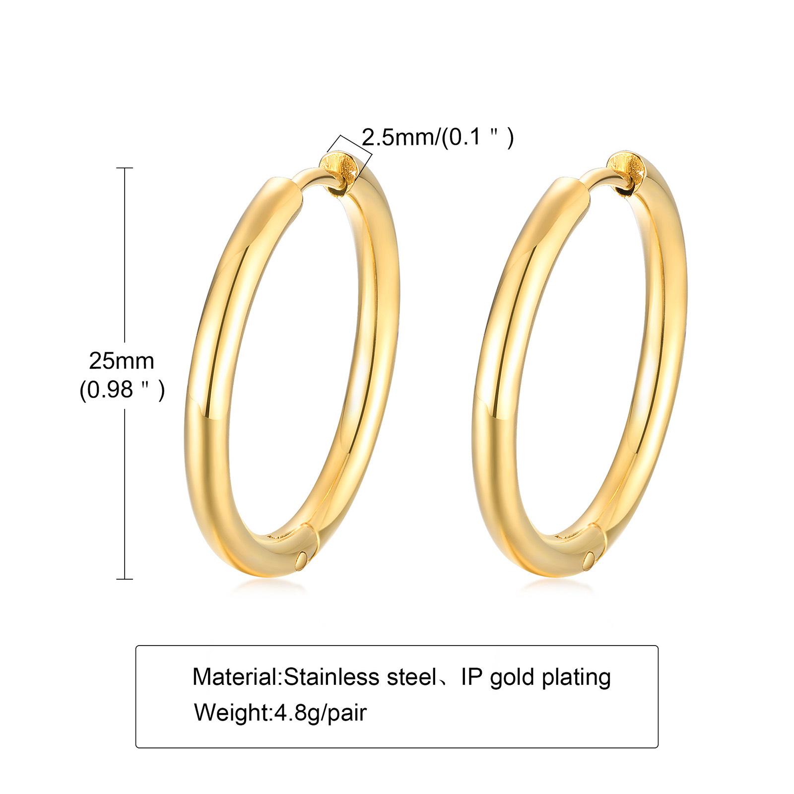 

Vnox 20mm/25mm/30mm/40mm Hoop Earrings For Women Girls,Stainless Steel Hoops Pendent 1 Pair Earrings,Fashion Jewelry Gift To Her