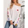 Women’s Pullover: Autumn/Winter Women’s Off-the-Shoulder, Loose-Fit Top with a Straight Neckline – Random Assortment of Colours, Crocheted Design
