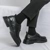 2026 New British-style black casual leather shoes for men's business formal wear large-sized work shoes trendy size 48