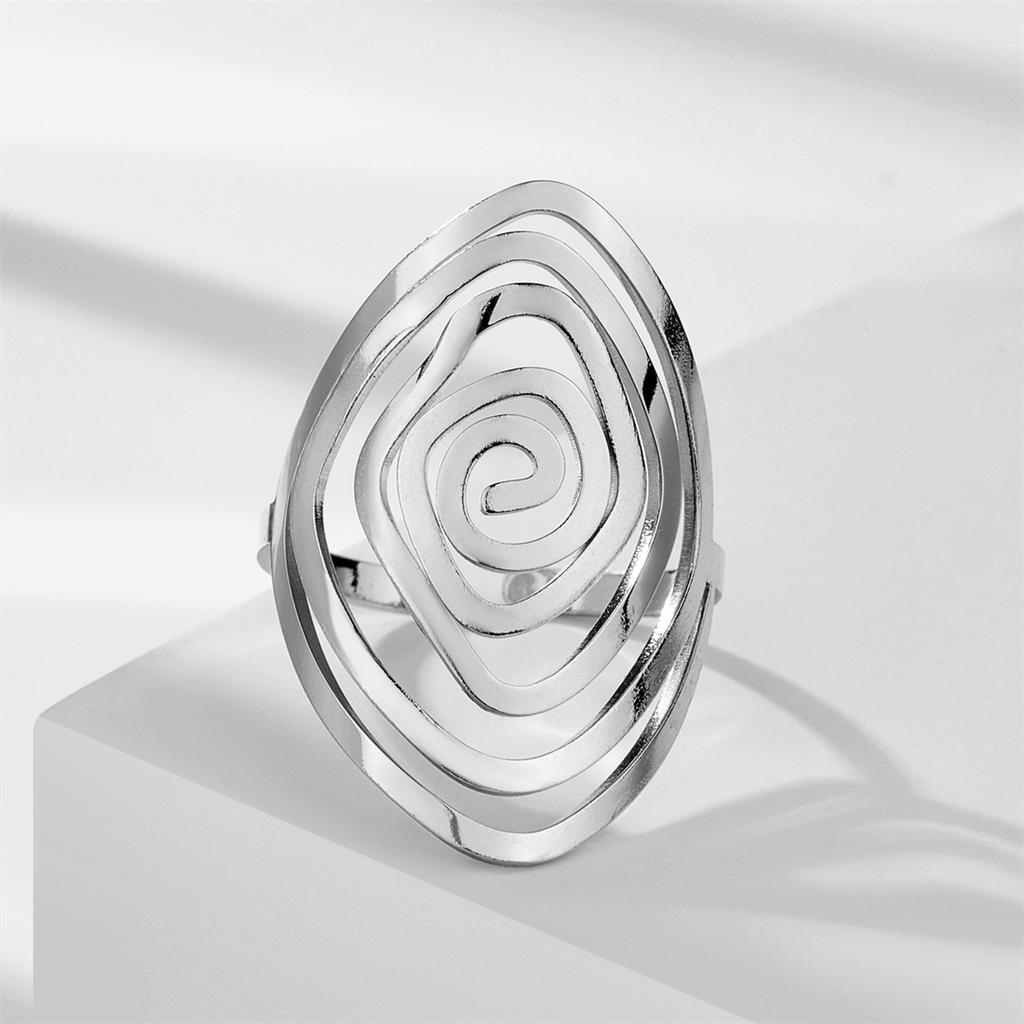  Adjustable Spiral Rings for Women Stainless Steel Twist Exaggerated Geometric Swirl Ring Punk Jewelry Birthday Gift