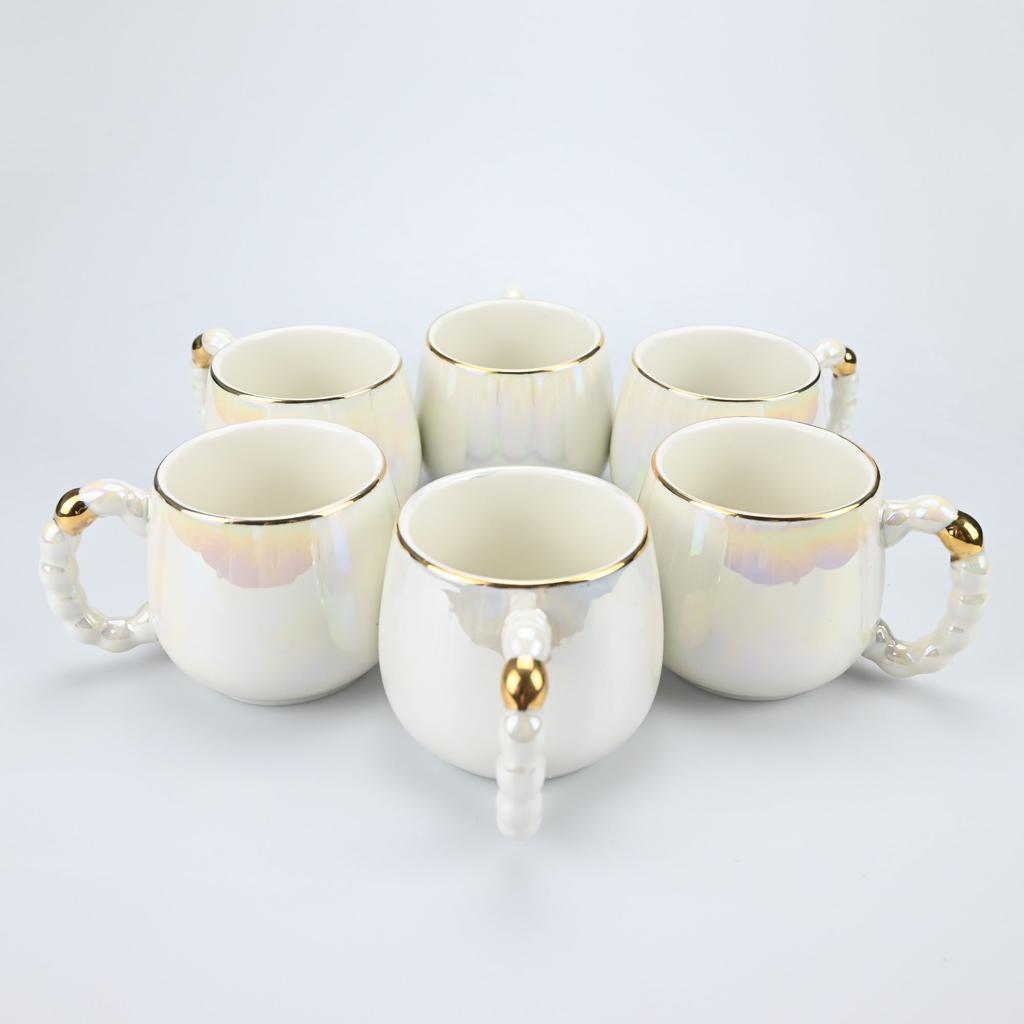 1pc/6pcs/8pcs porcelain tea set colored glaze - pearl colored ceramic teapot and, coffee, tea, creamer, kettle