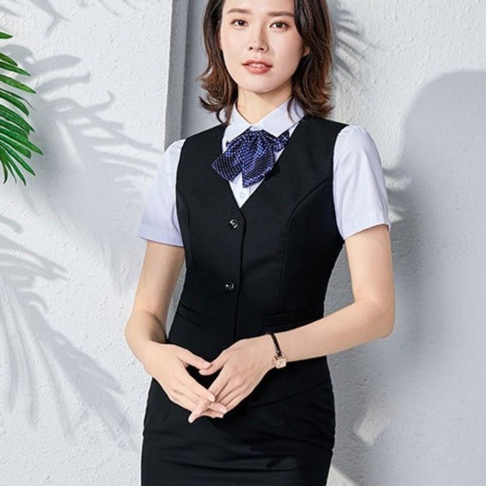 OL Fashion Business Vest V Neck Formal Office Ladies Vest Elegant Work Wear Uniforms  Daily
