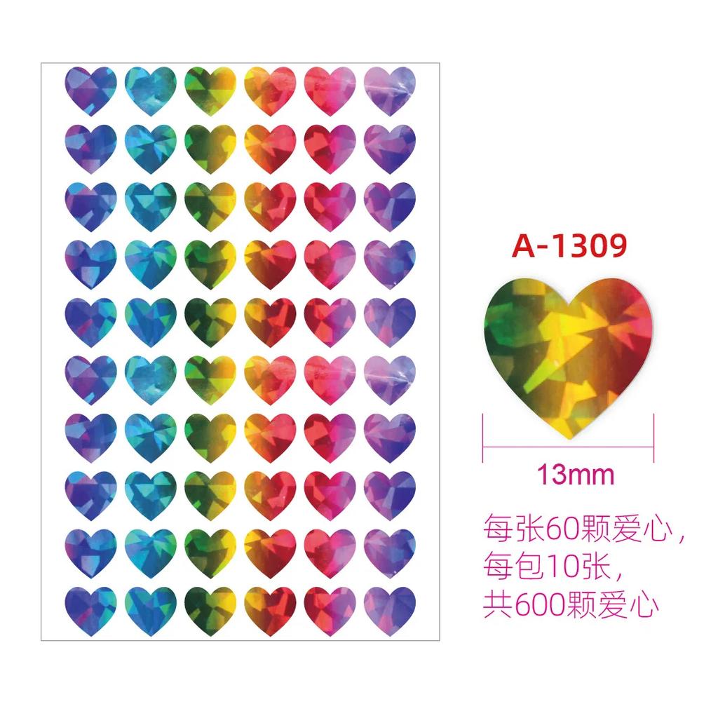 10sheet Glitter Heart Style Sticker for DIY Decor Scrapbook Journal 3MM Mini Heart Stickers Teacher Reward Envelope Seal Sticker