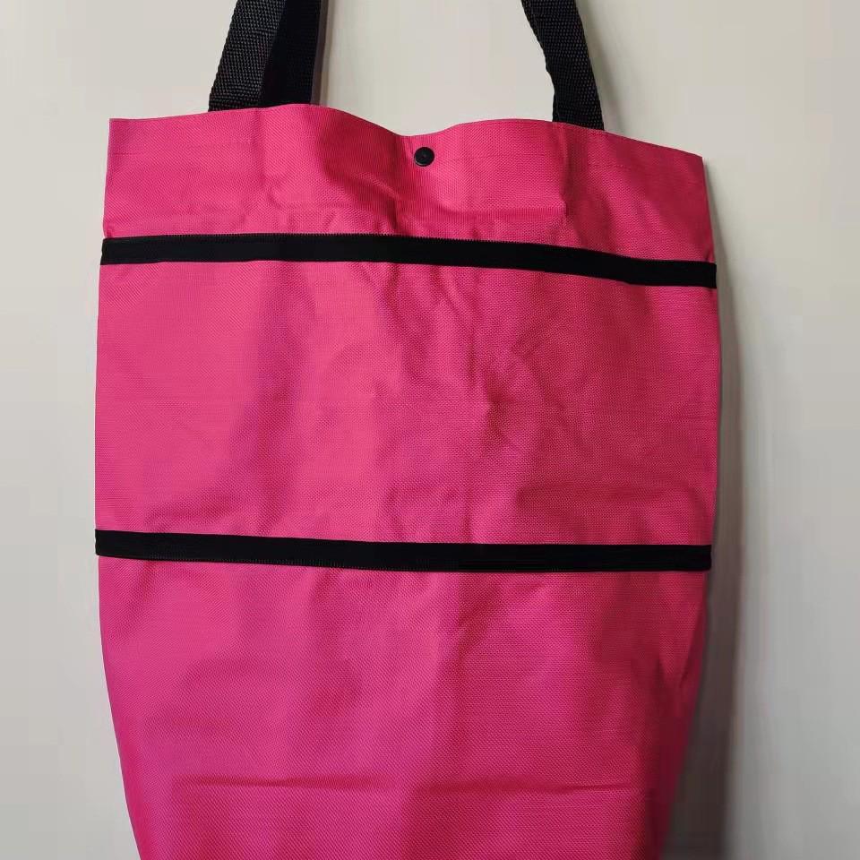 Cărucior de cumpărături pliabil din poliester cu roți - Geantă cărucior portabilă