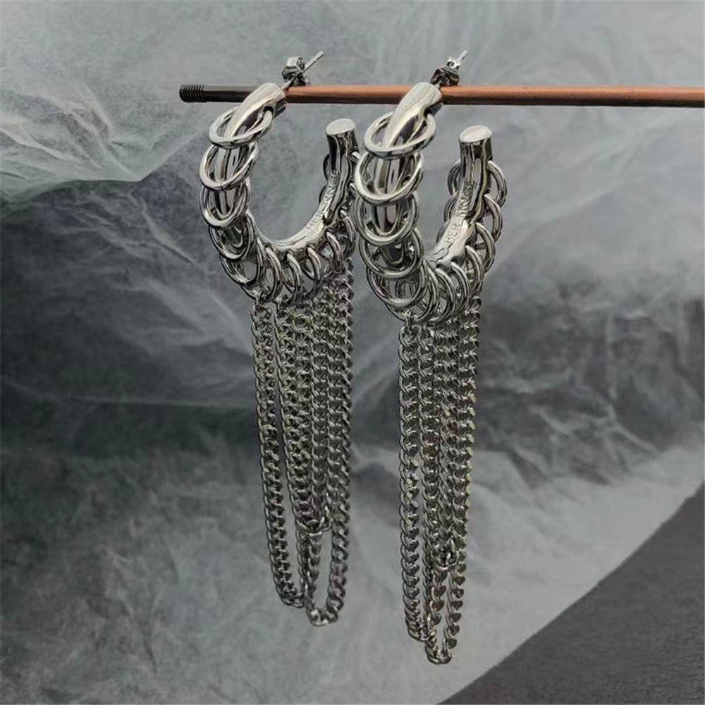 

Exaggerated Long Tassel Earrings Vintage Hip-Hop Jewelry Accessories Punk Earrings for Women золотий
