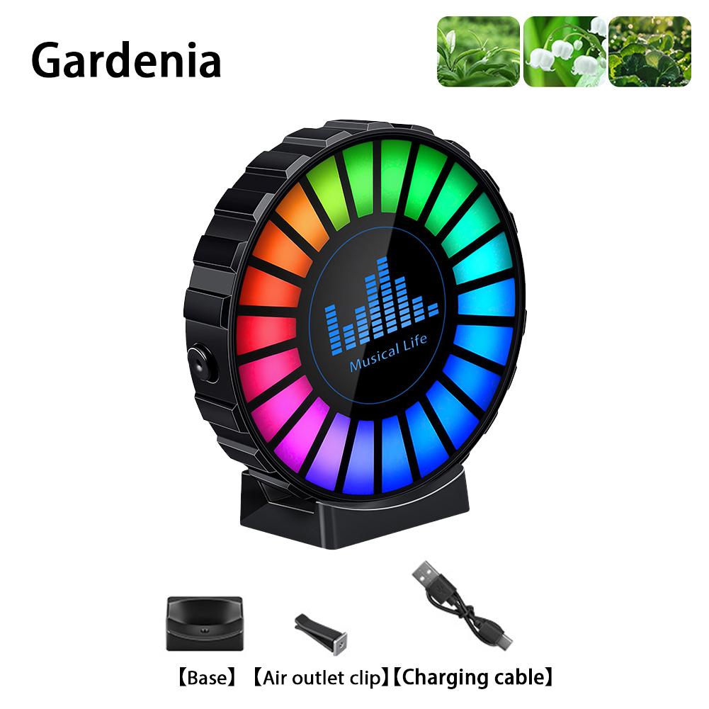 2-in-1 Car RGB Music Rhythm Lamp With Aromatherapy Sound-Activated Light Rechargeable Vent Clip Car Fragrance Ambient Light