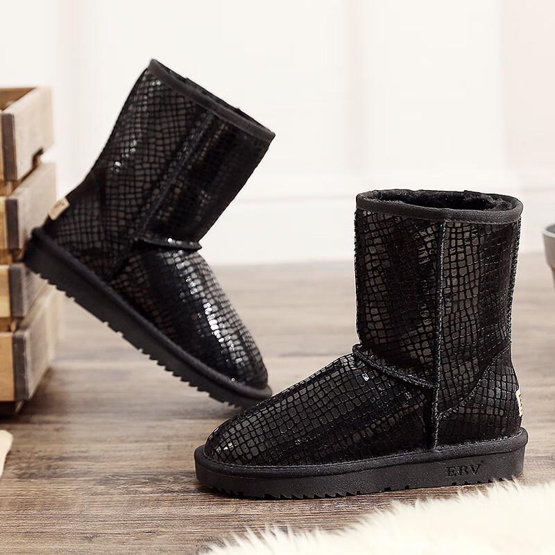 

Shenbaolai Women s Mid-Calf Sheepskin Lined Snow Boots