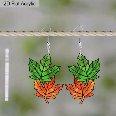 2D Flach 1 Stück Acryl Herbst-Ahornblatt Ohrringe Pflanze Hänger Niedlicher Herbstschmuck Herbstgeschenke für Frauen Mutter Naturfreunde Accessoires für Outfit