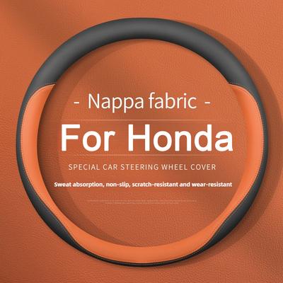 NAPPA Leather Car Steering Wheel Cover Breathable Steering Wheel Cover For Honda Civic Accord CRV Hrv Jazz Fit Freed MPV Odyssey