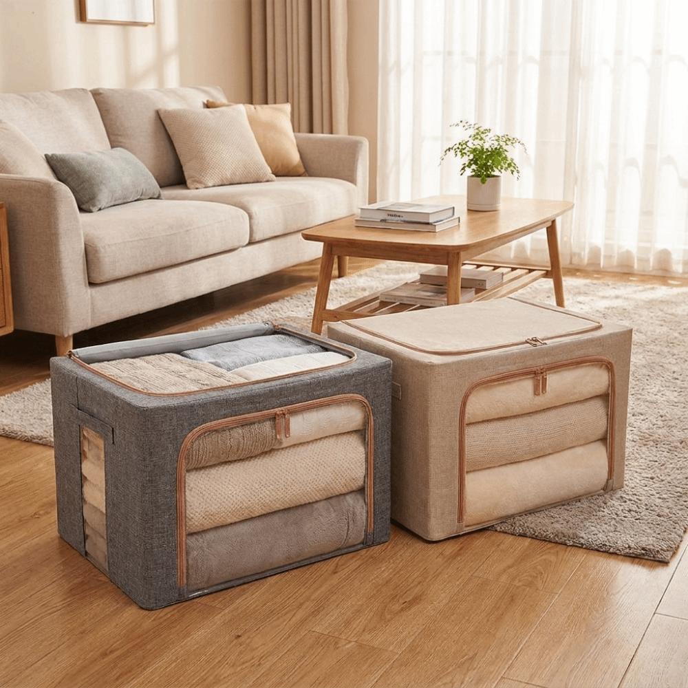 Large Capacity Clothing Sorting Box Clear Window Clothes Blanket Organizer Wardrobe Storage