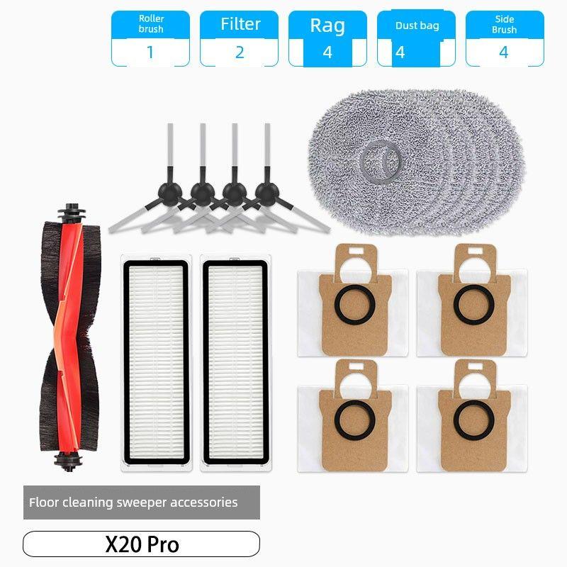 Accessories for Xiaomi Sweeping and Mopping Robot X20 Pro: Side Brush, Filter, Cleaning Cloth, Dust Bag, Cleaning Fluid, Consumables