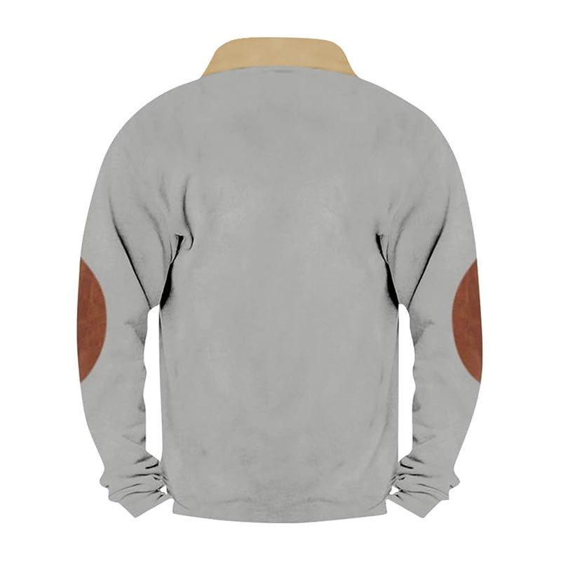 Men S Retro Spliced Half Zip Long Sleeve Sweatshirt