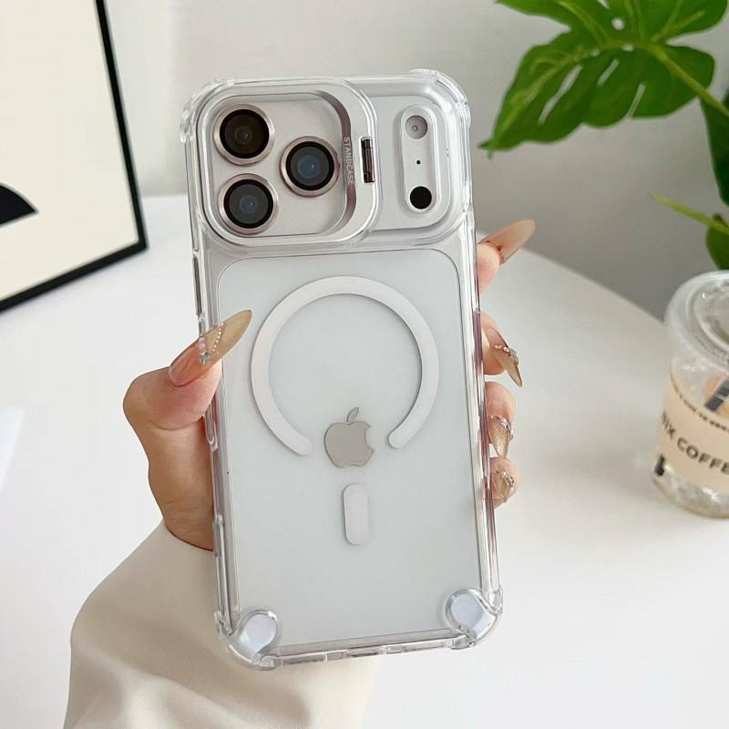 Clear Magnetic Case With Stand IPhone 18 ProMax 17 16 15 14 13 12 11 Shockproof Camera Protection Slim Fit