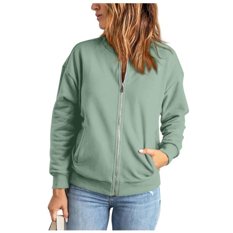 Women Loose Casual Long Sleeve Sweatshirt Jacket With Pocket Top Coat