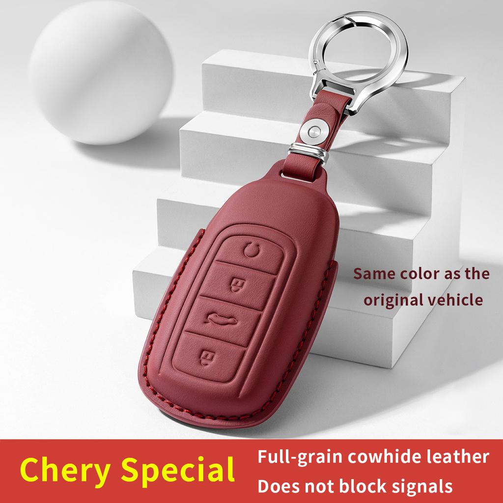 Car Key Protective Case for Chery Tiggo 9 Premium Leather Non-Slip & Wear-Resistant Car Keychain Car Key Cover