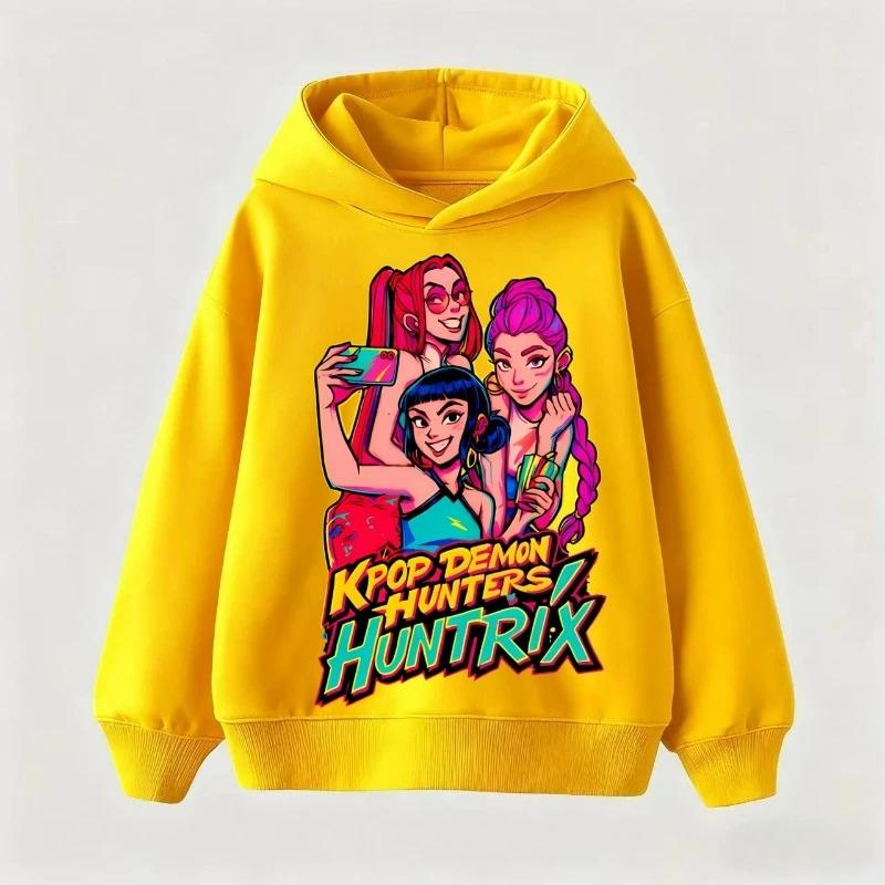 Autumn Winter KPop Demon Hunter Huntrix Children Sweatshirt Girls Boys Hip Hop Fashion Casual Warm Kids Pullover Hoodies