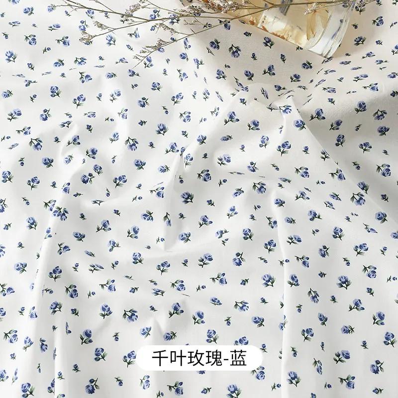 0.5m/2m Rural Style Pure Cotton Small Floral Printed Fabric for Sewing Dresses Decorative Cloth Handmade DIY Clothing Fabrics