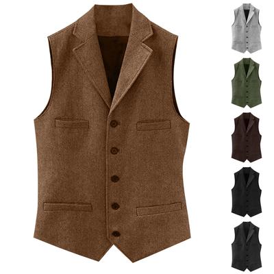Men's Fashion Casual Solid Color Single Breasted Coat Vest Men's Sleeveless Top