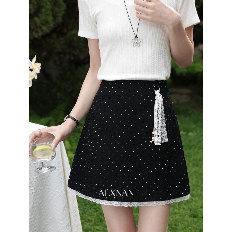 Luxiangnan Women s Polka Dot A-Line Short Skirt M