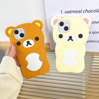 Rilakkuma 3D Silikon Vollschutz Handyhülle für iPhone 11/12/13/14/15/Pro/Max