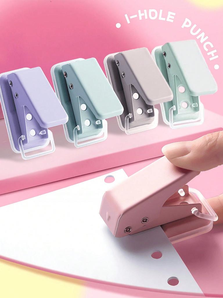1pc Mini Manual Single Hole Round Hole Punch With Multiple Color Options, Suitable For Punching Holes In Loose-Leaf Paper, Archival Materials, DIY