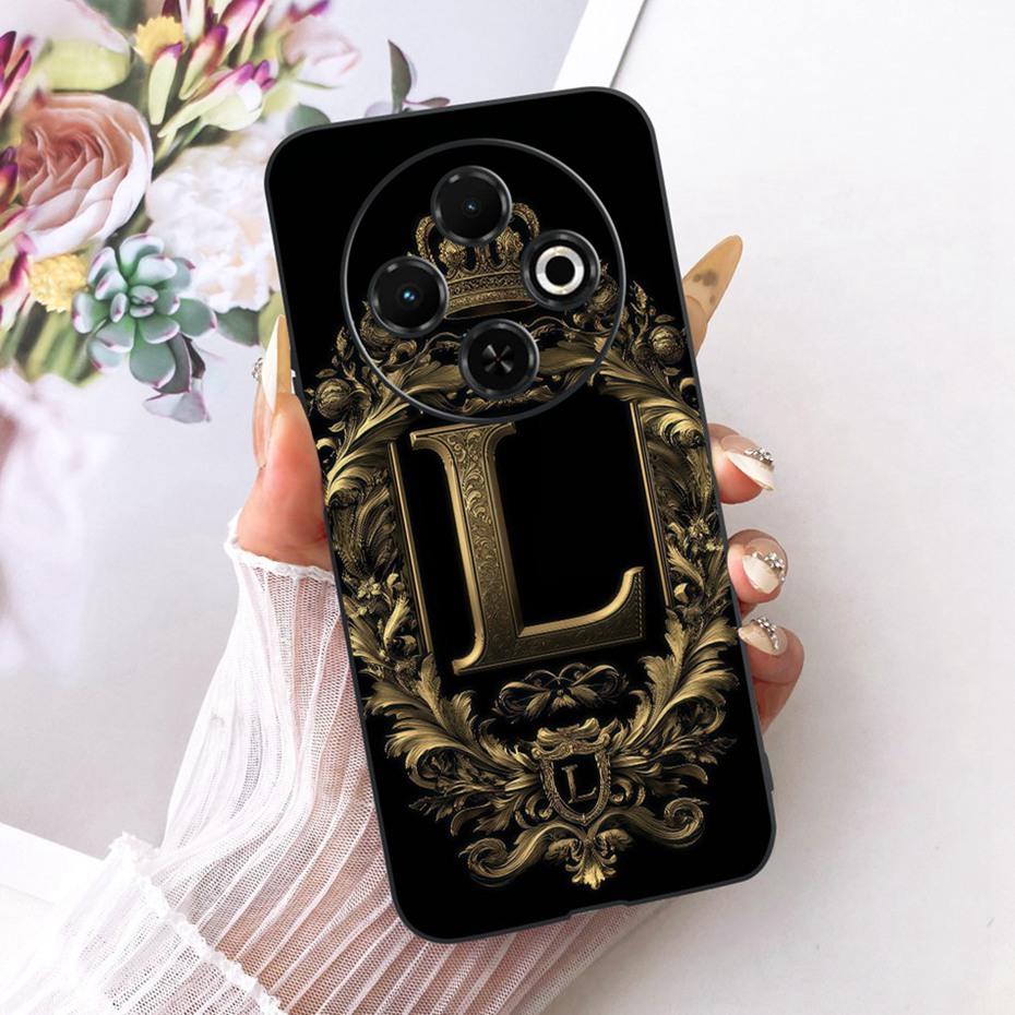 2025 Fashion Crown Letter Case For Tecno Spark 30C 30 Pro 4G Black Silicone Soft Cover For Tecno Spark30C 30 30Pro Phone Cases