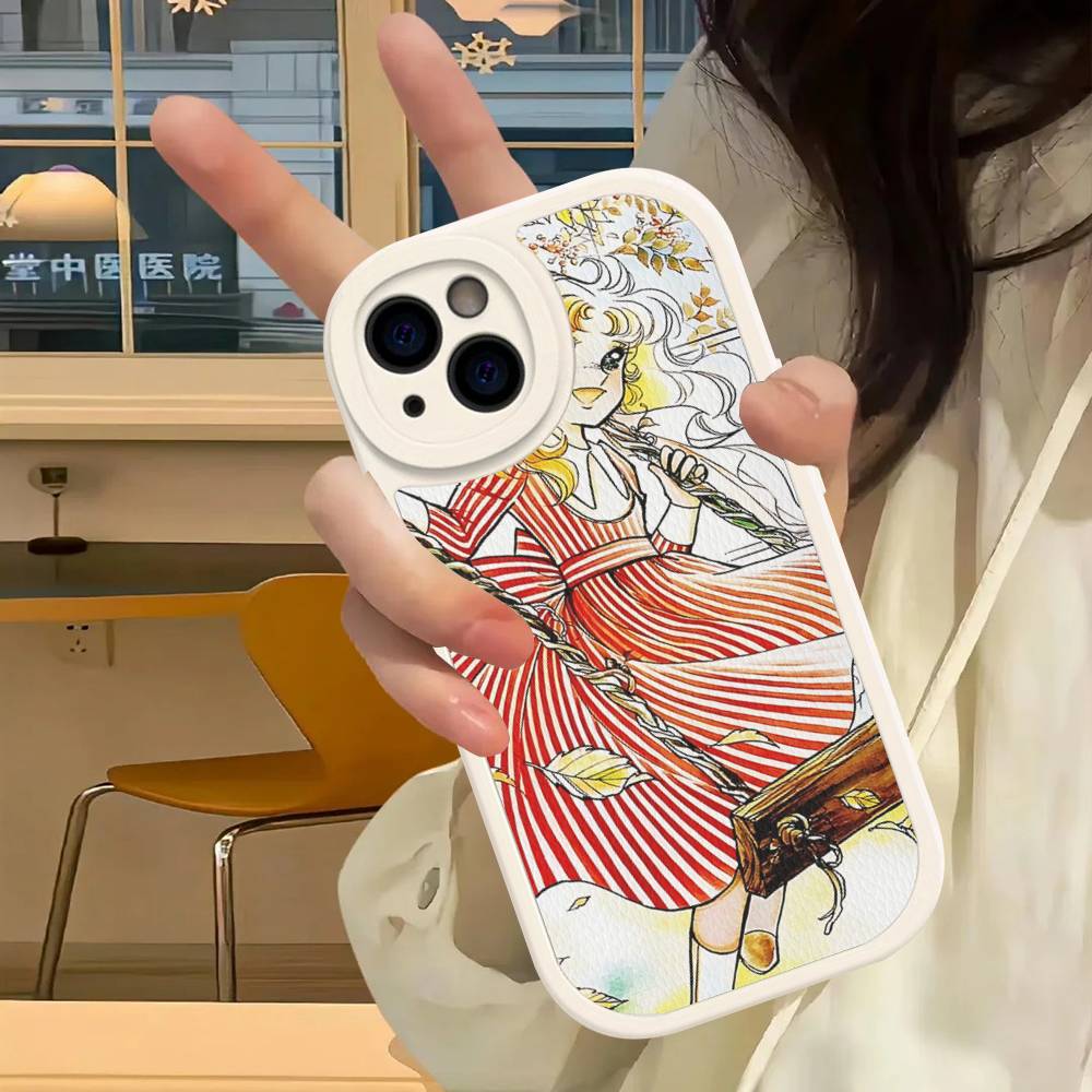 Classic C-Candy C-Candy Anime Leather Phone Case For IPhone 16 14 15 Pro Plus 13 12 11 Pro Max Silicone Cover