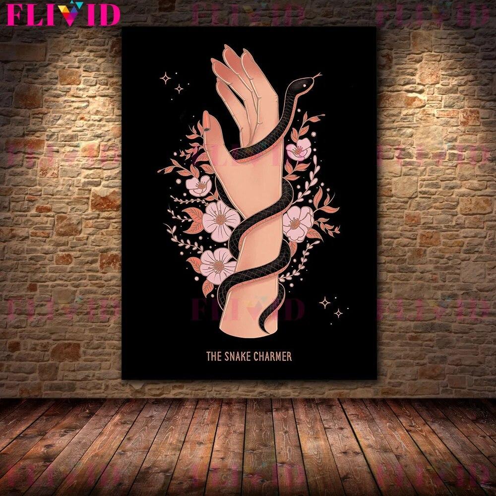 

Готический Жуткий Мистический Принт Декор Стены Искусства Холст Картины Гадалка и Колдовство Элемент Плакат И Принт Домашний Декор Без Рамки 21*30cm