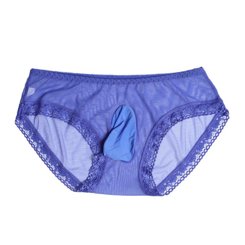 Large Size Gay Men Sissy Lingerie Sexy Mesh See Through Briefs Bulge Pouch Underwear Exotic Sex Crossdress Panties Gay Underpant