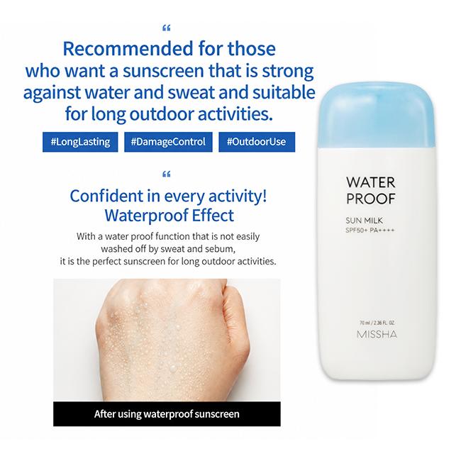 MISSHA Leche Protectora Solar Todo Alrededor Segura EX SPF50+ PA+++ 70ml (Esencia / Resistente al Agua / Acabado Suave) (10 Opciones)