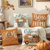 Autumn Harvest Series Pillow Cover Linen Printed Pumpkin Pillow Cover Living Room Bedroom Decoration Cushion Cover