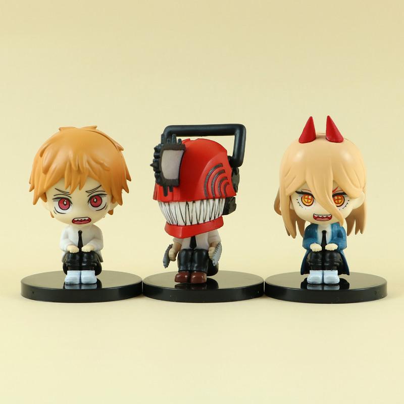 6pcsSet Anime Chainsaw Man Denji Pochita Makima Power Aki Q Version StandingSitting Mini Figures Desktop Ornament Model Gifts